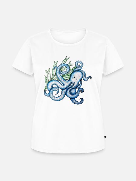 Blauer Oktopus - Frauen Premium Bio T-Shirt - Weiß