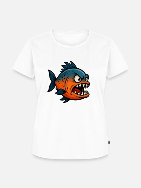 piranha comic - Frauen Premium Bio T-Shirt - Weiß