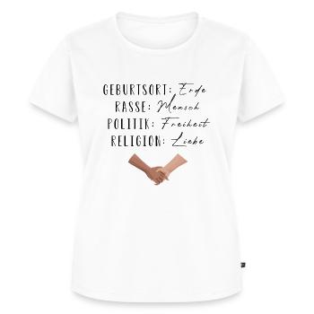 Statement gegen Rassismus | Gleichheit | Menschen - Frauen Premium Bio T-Shirt - Weiß - Vorne - AI Model Female 172 dark (172cm)