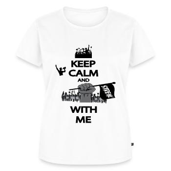 KEEP CALM AND STREIK WITH ME - Frauen Premium Bio T-Shirt - Weiß - Vorne - AI Model Female 172 dark (172cm)