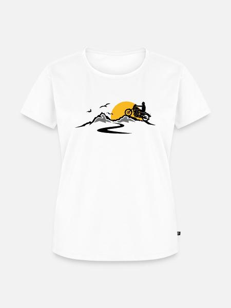 Chopper moto rétro vintage montagnes soleil - T-shirt Premium bio Femme - blanc