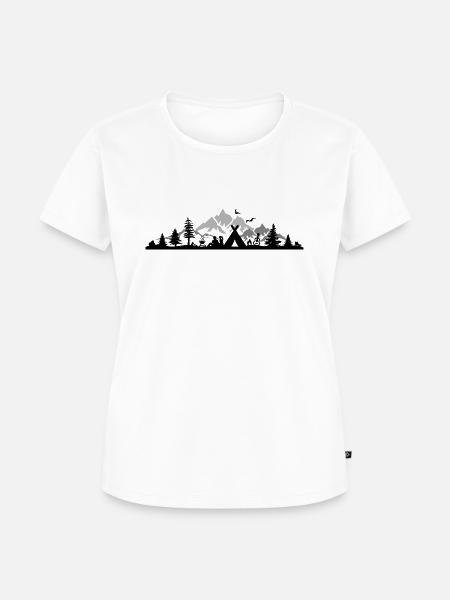 CAMPING Zelt Natur Berge Paar - Frauen Premium Bio T-Shirt - Weiß