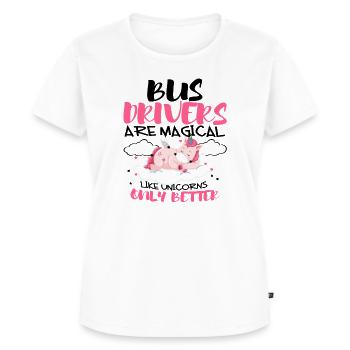 Busfahrerin Bus fahren Bus Einhorn - Frauen Premium Bio T-Shirt - Weiß - Vorne - AI Model Female 172 dark (172cm)