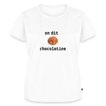 t-shirt on dit chocolatine - T-shirt Premium bio Femme - blanc - Devant - AI Model Female 172 dark (172cm)