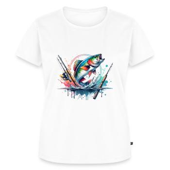 60. Geburtstag Angeln – Nie zu alt zum Fischen - Frauen Premium Bio T-Shirt - Weiß - Vorne - AI Model Female 172 dark (172cm)