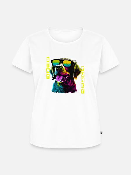Funky Dog mit Sonnenbrille - Frauen Premium Bio T-Shirt - Weiß