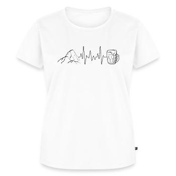 Wandern T-Shirt Berge Herzschlag Bier - Frauen Premium Bio T-Shirt - Weiß - Vorne - AI Model Female 172 dark (172cm)