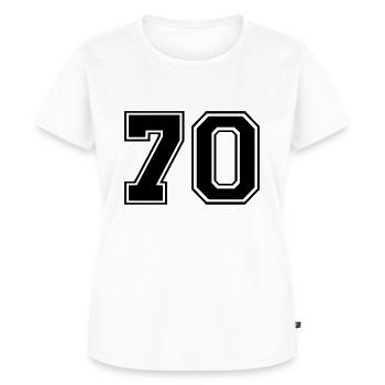 70 - Frauen Premium Bio T-Shirt - Weiß - Vorne - AI Model Female 172 dark (172cm)