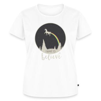 I believe - Women's Premium Organic T-shirt - white - Front - AI Model Female 172 dark (172cm)