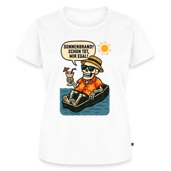 Schon tot – mir egal! - Frauen Premium Bio T-Shirt - Weiß - Vorne - AI Model Female 172 dark (172cm)