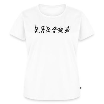 Fröhliche Strichmännchen - Frauen Premium Bio T-Shirt - Weiß - Vorne - AI Model Female 172 dark (172cm)