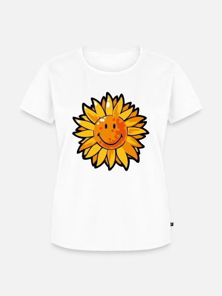 Smiley Sunflower - Frauen Premium Bio T-Shirt - Weiß