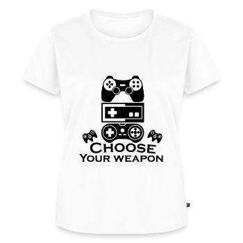 Zocken Spruch - Choose your Weapon Controller Game - Frauen Premium Bio T-Shirt - Weiß - Vorne - AI Model Female 172 dark (172cm)