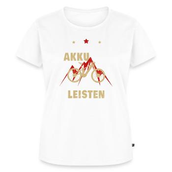 e-bike Warum ich mit Akku fahre? e bike - Frauen Premium Bio T-Shirt - Weiß - Vorne - AI Model Female 172 dark (172cm)