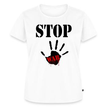 stop war - Women's Premium Organic T-shirt - white - Front - AI Model Female 172 dark (172cm)