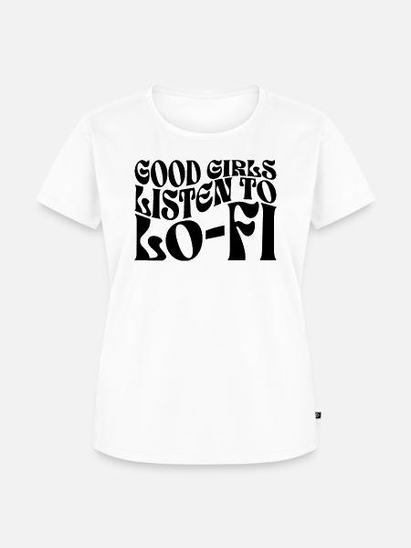 Mädchen hören Lo-Fi-Musik - Frauen Premium Bio T-Shirt - Weiß