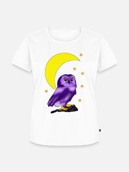 Eule vor Mondsichel - Frauen Premium Bio T-Shirt - Weiß