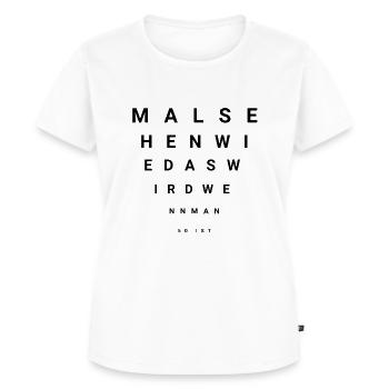 50. Geburtstag 50 Jahre Geschenk Sehtest - Frauen Premium Bio T-Shirt - Weiß - Vorne - AI Model Female 172 dark (172cm)