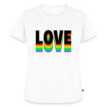 Elsker tekst regnbue - Premium økologisk T-shirt til kvinder - hvid - Foran - AI Model Female 172 dark (172cm)