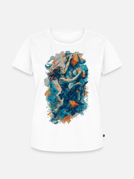 Bouldern Frau Design – Kletterin an Boulderwand - Frauen Premium Bio T-Shirt - Weiß