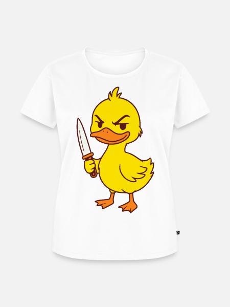 Baby Ente mit Messer - Frauen Premium Bio T-Shirt - Weiß