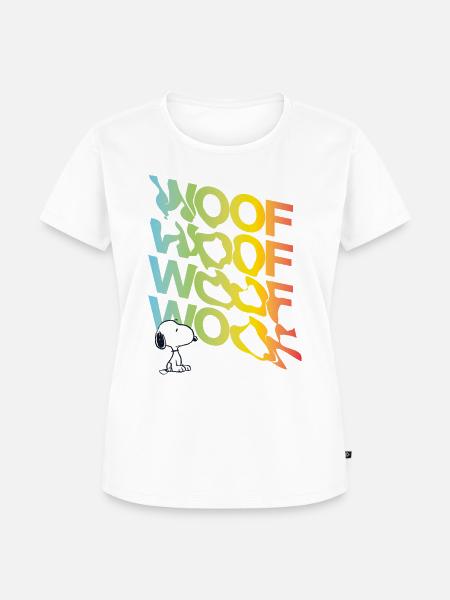 Peanuts Snoopy Woof Woof - Frauen Premium Bio T-Shirt - Weiß