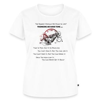 Pensant que nous avons le temps... - T-shirt Premium bio Femme - blanc - Devant - AI Model Female 172 dark (172cm)