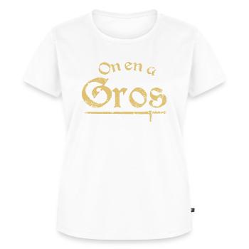 On en a gros - T-shirt Premium bio Femme - blanc - Devant - AI Model Female 172 dark (172cm)