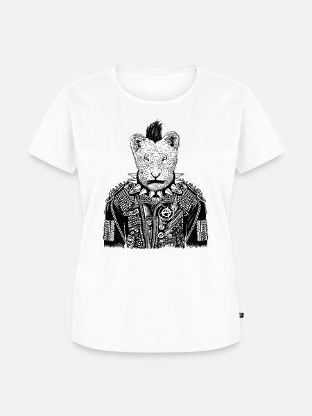 Löwin punkig - Frauen Premium Bio T-Shirt - Weiß