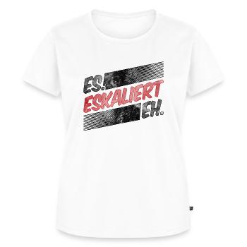 Es Eskaliert Eh - lustiger Feier Party Spruch - Frauen Premium Bio T-Shirt - Weiß - Vorne - AI Model Female 172 dark (172cm)