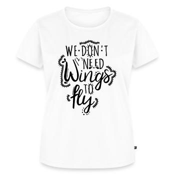 schöner Spruch Freiheit Fliegen Flügel Typo - Frauen Premium Bio T-Shirt - Weiß - Vorne - AI Model Female 172 dark (172cm)