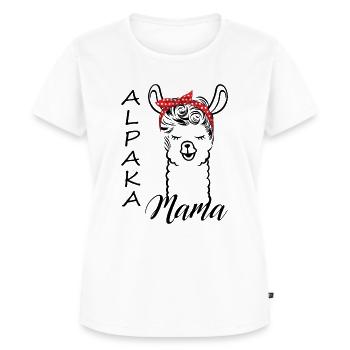 Alpaka Mama 60er Look - Frauen Premium Bio T-Shirt - Weiß - Vorne - AI Model Female 172 dark (172cm)