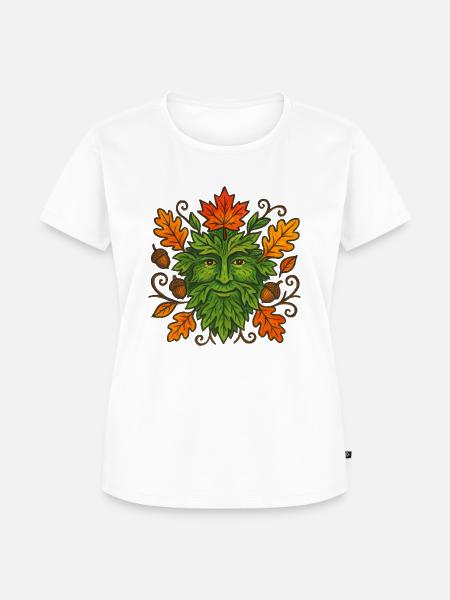 Herbstlicher Greenman - Frauen Premium Bio T-Shirt - Weiß