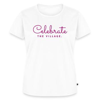 Celebrate the Village 2 pink 2024 - Women's Premium Organic T-shirt - white - Front - AI Model Female 172 dark (172cm)
