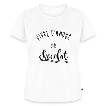 Vivre d'amour / chocolat - T-shirt Premium bio Femme - blanc - Devant - AI Model Female 172 dark (172cm)