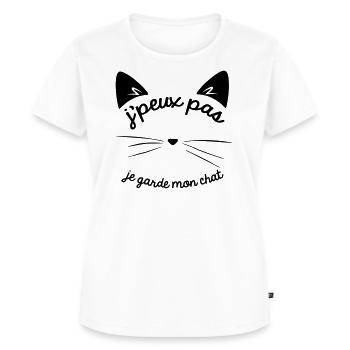 Je peux pas je garde mon chat - T-shirt Premium bio Femme - blanc - Devant - AI Model Female 172 dark (172cm)