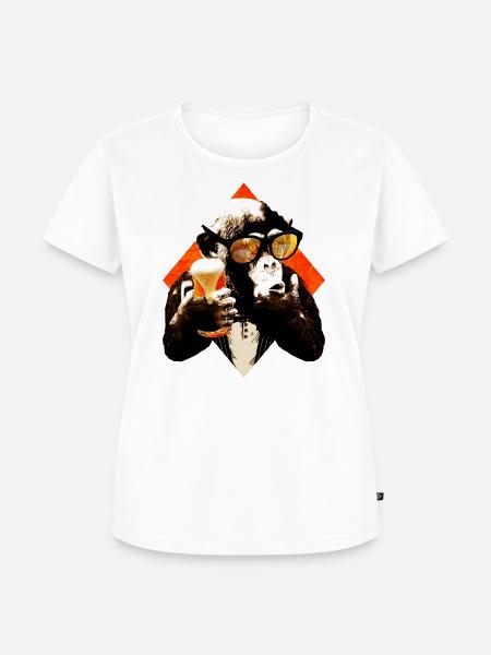 lustiger Bier Schimpanse - Frauen Premium Bio T-Shirt - Weiß