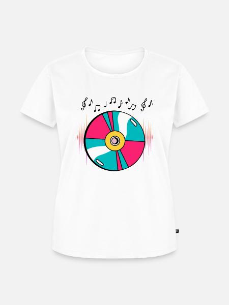 CD mit Musiknoten T-Shirt - Frauen Premium Bio T-Shirt - Weiß
