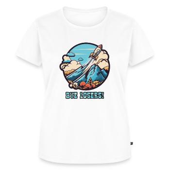 Bye bye, les perdants ! Lancement de la fusée - T-shirt Premium bio Femme - blanc - Devant - AI Model Female 172 dark (172cm)