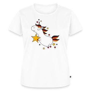 Deutschland Einhorn - Frauen Premium Bio T-Shirt - Weiß - Vorne - AI Model Female 172 dark (172cm)