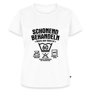SCHONEND BEHANDELN 60 JAHRE ALT 60. GEBURTSTAG - Frauen Premium Bio T-Shirt - Weiß - Vorne - AI Model Female 172 dark (172cm)