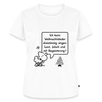 Ich kann Weihnachtslieder dreistimmig singen: Laut - Frauen Premium Bio T-Shirt - Weiß - Vorne - AI Model Female 172 dark (172cm)