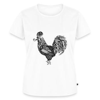 Rooster with pipe - Women's Premium Organic T-shirt - white - Front - AI Model Female 172 dark (172cm)