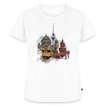 Berliner U-Bahn Collage - Frauen Premium Bio T-Shirt - Weiß - Vorne - AI Model Female 172 dark (172cm)