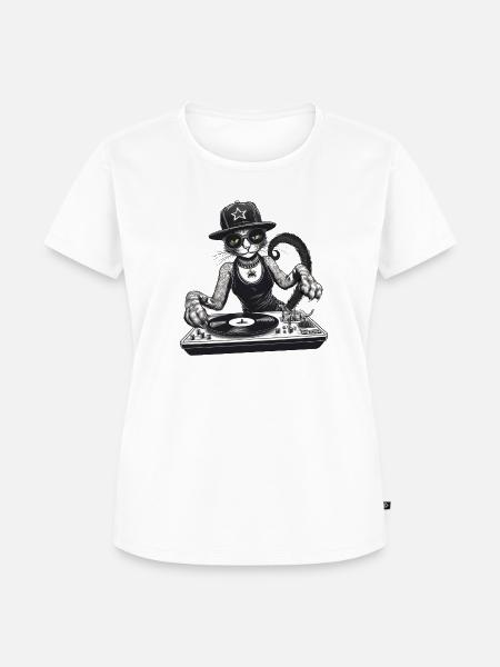 Cool Cat DJane - Frauen Premium Bio T-Shirt - Weiß