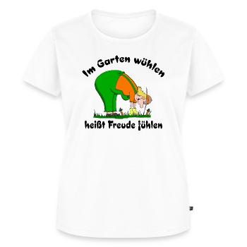 Im Garten wühlen heißt Freude fühlen - Frauen Premium Bio T-Shirt - Weiß - Vorne - AI Model Female 172 dark (172cm)