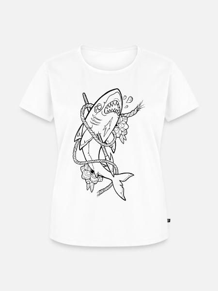 Old School Shark Black - T-shirt Premium bio Femme - blanc