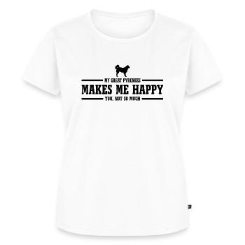 Great Pyrenees makes me happy Spruch Hund Wilsigns - Frauen Premium Bio T-Shirt - Weiß - Vorne - AI Model Female 172 dark (172cm)