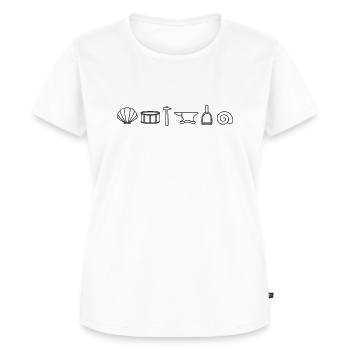 Aufbau vom Ohr in Symbolen, Ohr Anatomie - Frauen Premium Bio T-Shirt - Weiß - Vorne - AI Model Female 172 dark (172cm)
