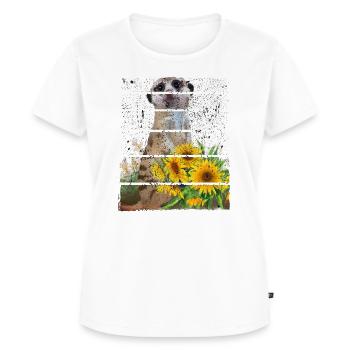 Erdmännchen niedliches Mungo Motiv Retro Vintage - Frauen Premium Bio T-Shirt - Weiß - Vorne - AI Model Female 172 dark (172cm)